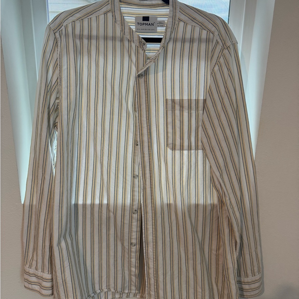 Topman Yellow and Blue Striped Shirt